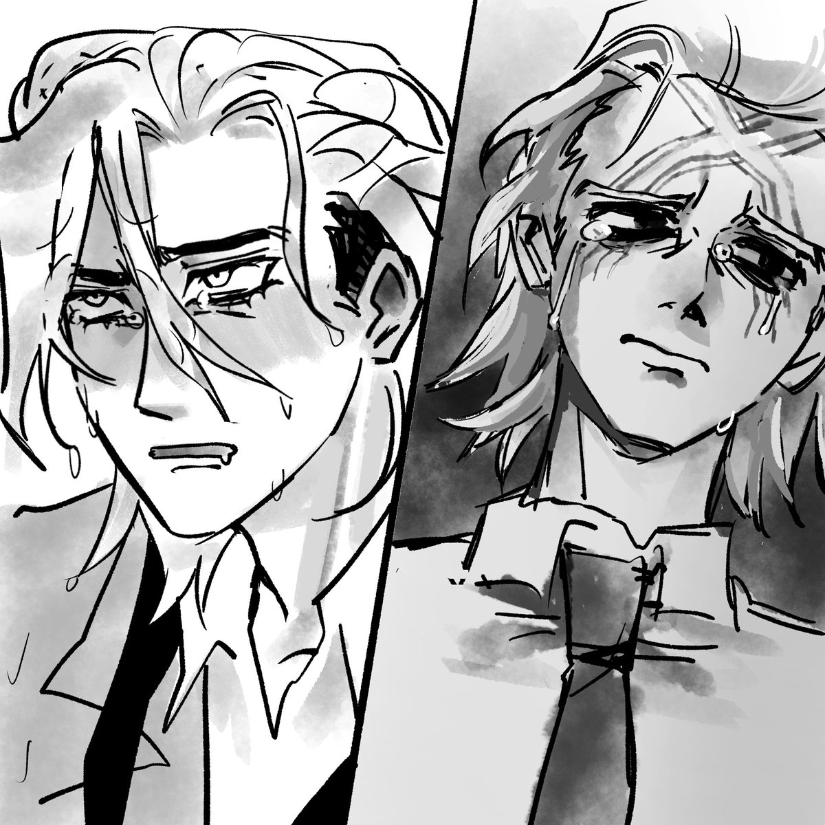 stanleysloofa's tweet image. A quick fanart i did of a scene from ch10 of the fic "enjoy the silence" by @liro_03 I've been trying to read more fanfic and ive enjoyed this one a lot I love angst so much angst fuels me