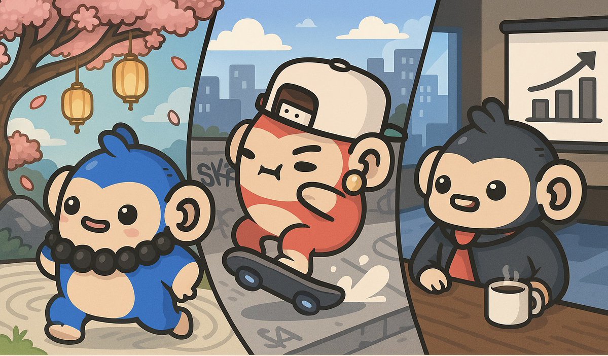 TheBellaD12's tweet image. 🎈One floats in peace 🐵
🛹One shreds the clouds 🐵
☕️One’s busy inflating his portfolio 📈 🐵
Choose your monke @balloonsonape Only on @ApeChainHUB
