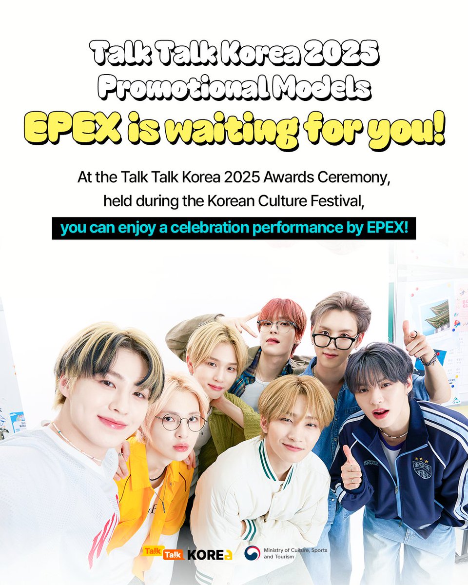 ttkcontest's tweet photo. Right here we under
Only one in Universe🎵
EPEX is cheering for you! 🙌
Talk Talk Korea 2025 Join now!
https://t.co/DdMbYFuIUG
#TalkTalkKorea #TalkTalkKorea2025 #TTK2025 #TalkTalkKoreaContest #korea #koreatravel #travelkorea #EPEX #epex #EPEXconcert https://t.co/F2WIchyEkG