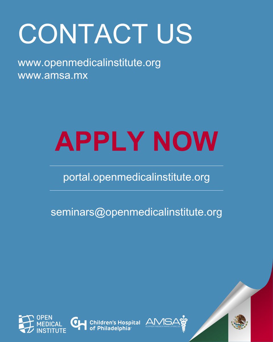 AMSA (@amsamexico) on Twitter photo Inscríbete al Seminario OMI-MEX de Urgencias pedíatricas que se llevará a cabo del 6 al 8 de octubre en Ciudad de México. Haz tu registro en: amsa.mx/seminarios-en-…
 
#seminario  #seminarios #medicina #médico #médicos #doctor #doctores #educación #educaciónmédica Inscríbete al Seminario OMI-MEX de Urgencias pedíatricas que se llevará a cabo del 6 al 8 de octubre en Ciudad de México. Haz tu registro en: amsa.mx/seminarios-en-…
 
#seminario  #seminarios #medicina #médico #médicos #doctor #doctores #educación #educaciónmédica