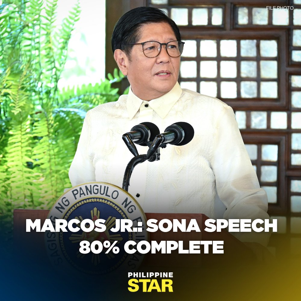 PhilippineStar's tweet image. Days before his fourth State of the Nation Address (SONA), President Marcos revealed that his speech, tackling programs that he hopes will continue beyond his term, is about 80 percent complete. tinyurl.com/4v34dehj