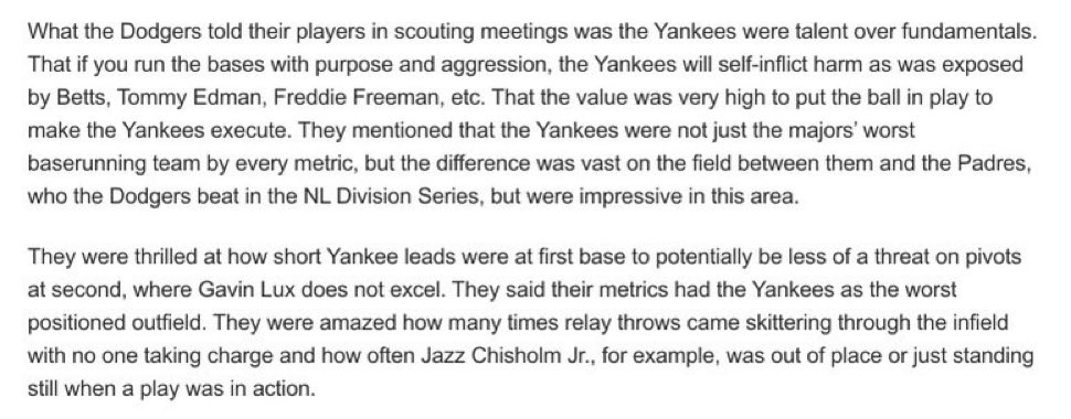 Chris_NYY28's tweet image. So it appears this scouting report was correct.
It also appears it was not because the Yankees had poor fundamental players. Because with a different team this year, the same mistakes are happening.
Hmmmm whose fault is it!?