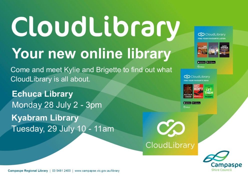 Exciting News for Campaspe Shire Council Library Members!
OCLC is gearing up to launch CloudLibrary, bringing a whole new digital reading experience to the community.
