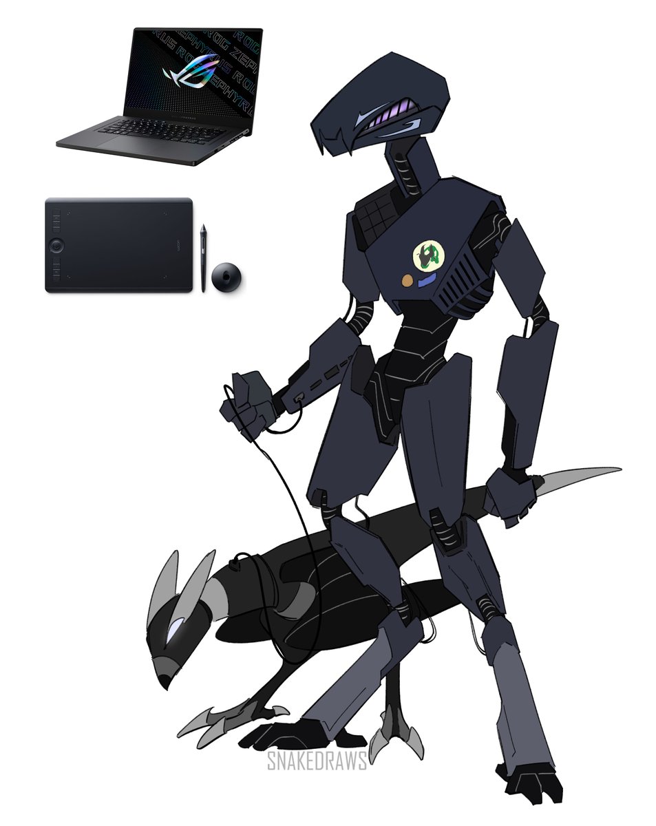 SnakeDraws's tweet image. Old(ish) drawing of my laptop and tablet