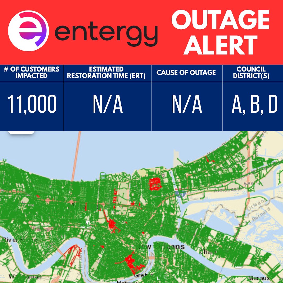 NolaUtilities's tweet image. #OutageAlert from Entergy New Orleans