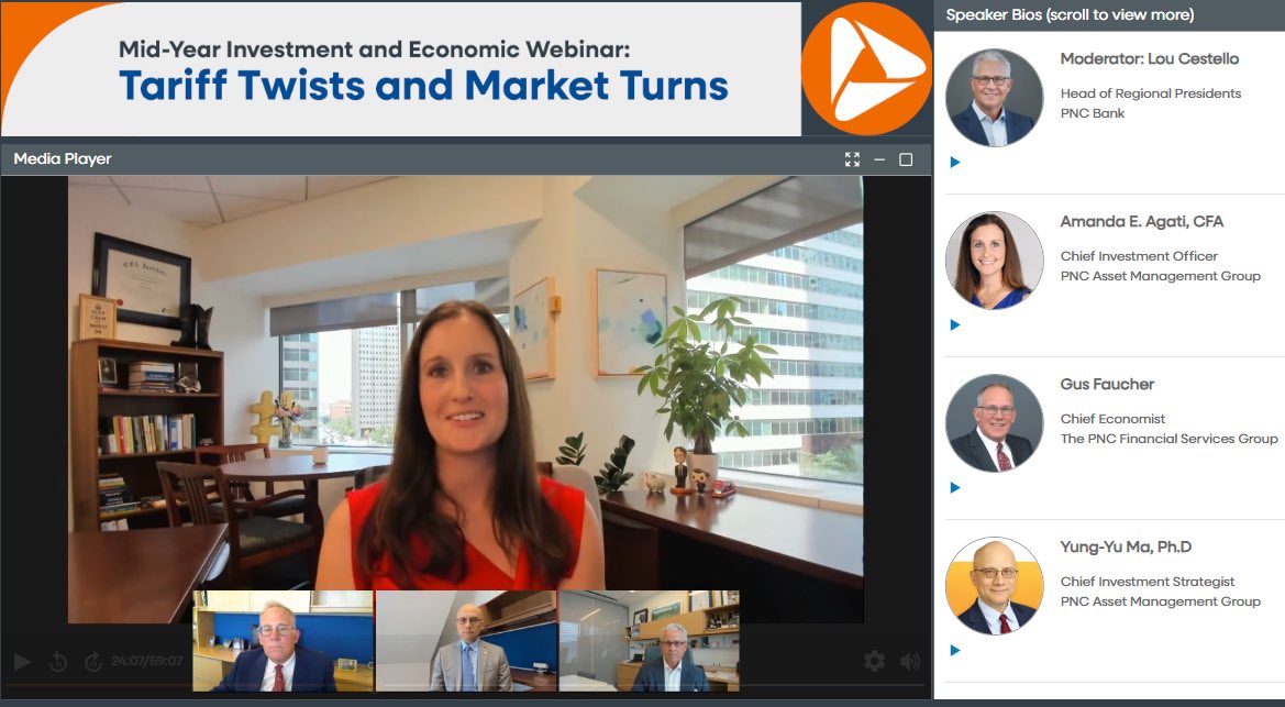 Amanda Agati (@amandaagatipnc) on Twitter photo Thanks so much to all who joined our recent <a href="/PNCBank/">PNC Bank</a> Mid-Year Investment & Economic Webinar: Tariff Twists and Market Turns! <a href="/lrcestello/">Lou Cestello</a>, <a href="/GusFaucherPNC/">Gus Faucher</a> & I were joined by our new Chief Investment Strategist Yung-Yu Ma, Ph.D. - we chatted about all things tariffs, markets & the Thanks so much to all who joined our recent <a href="/PNCBank/">PNC Bank</a> Mid-Year Investment & Economic Webinar: Tariff Twists and Market Turns! <a href="/lrcestello/">Lou Cestello</a>, <a href="/GusFaucherPNC/">Gus Faucher</a> & I were joined by our new Chief Investment Strategist Yung-Yu Ma, Ph.D. - we chatted about all things tariffs, markets & the
