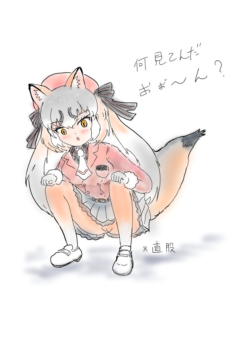 シマハイイロギツネ(けものフレンズ) 「しゃがみシマハイ(けもV) ※直股」|🏝もかちーの🦊のイラスト