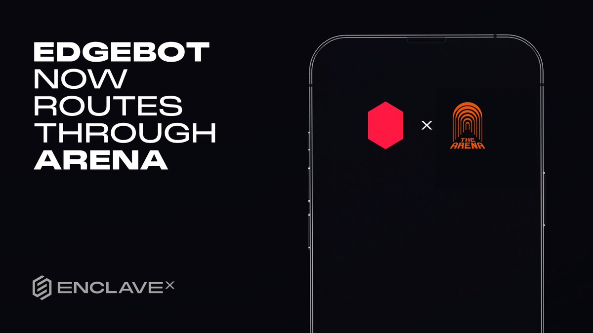 Enclave Markets (@enclavemarkets) on Twitter photo Enter the Arena through EdgeBot.
EdgeBot now routes through @thearenaapp for <a href="/avax/">Avalanche🔺</a> token trades.
Get the fastest route and the sharpest trades with EdgeBot. Enter the Arena through EdgeBot.
EdgeBot now routes through @thearenaapp for <a href="/avax/">Avalanche🔺</a> token trades.
Get the fastest route and the sharpest trades with EdgeBot.