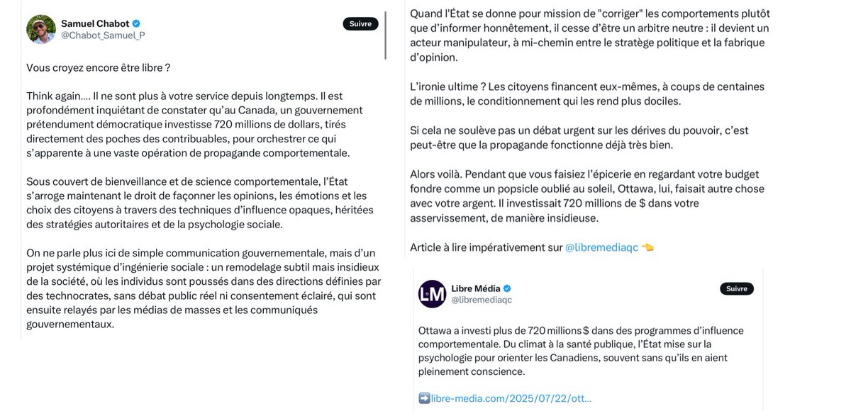 NaniMambo's tweet image. Libre-Merdia copie du Western Standard, un merdia fondé par Ezra Levant! Ces activités sont officielles, publiques et transparentes, visent à tester l’efficacité des politiques (ex. incitations aux vaccins, ⬇️de la consommation énergétique), pas à asservir la population!