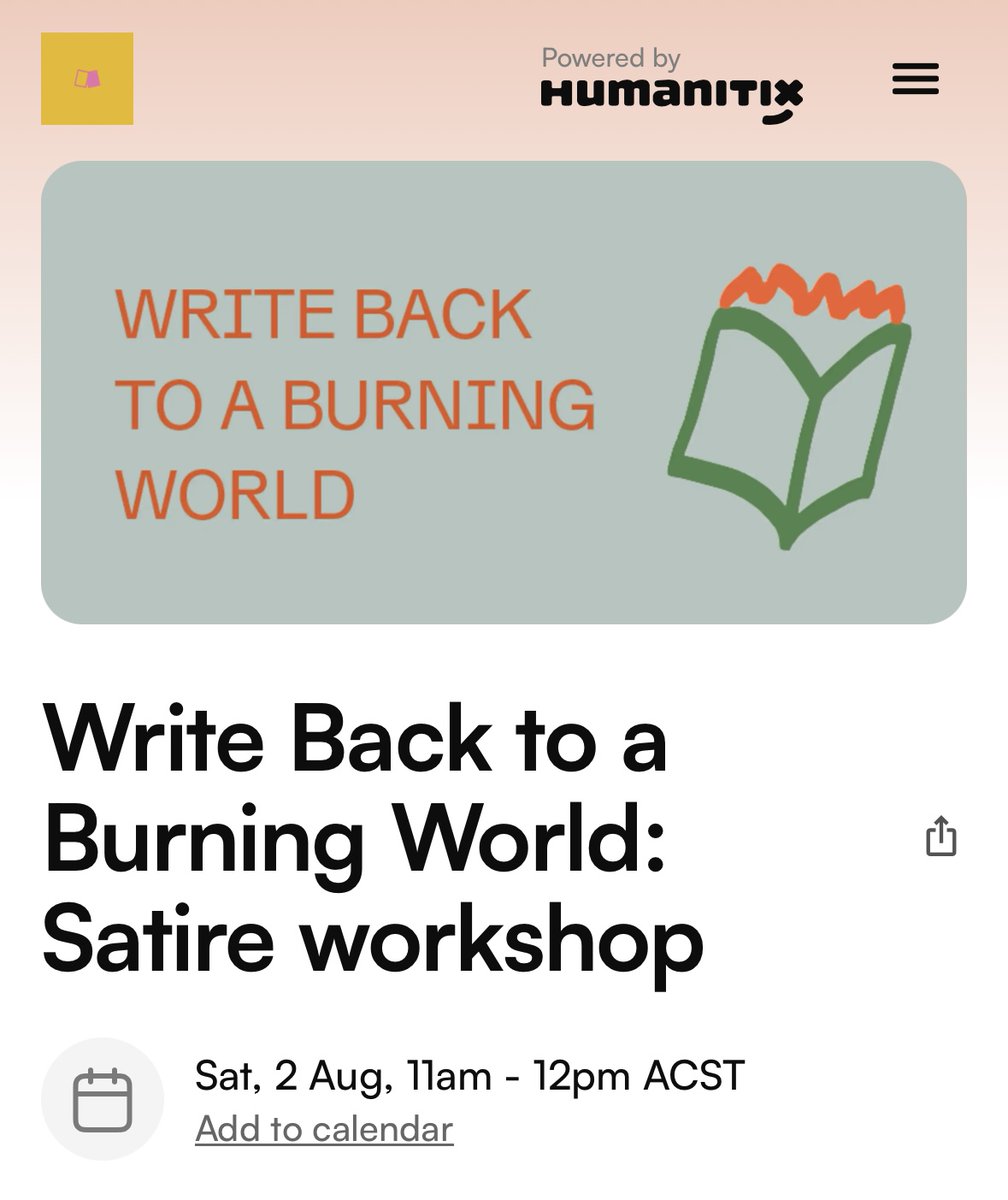 Still spaces available for my free satire workshop next week :) 

events.humanitix.com/write-back-to-…