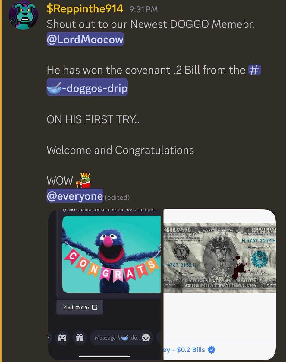 Cardoggos (@thecardoggos) on Twitter photo Shout out to our newest <a href="/TheCardoggos/">Cardoggos</a> member <a href="/Crypto_LMC/">LordMoocow</a> … won a fresh <a href="/OldMoneyNFT/">Old Money</a> nft from the doggo drip courtesy of <a href="/TheFarmBots/">The Farmbot</a> on his first try!!
Come and check out the Doggos for a shot at winning top NFTS in the space
#CardanoCommunity #ada #nft Shout out to our newest <a href="/TheCardoggos/">Cardoggos</a> member <a href="/Crypto_LMC/">LordMoocow</a> … won a fresh <a href="/OldMoneyNFT/">Old Money</a> nft from the doggo drip courtesy of <a href="/TheFarmBots/">The Farmbot</a> on his first try!!
Come and check out the Doggos for a shot at winning top NFTS in the space
#CardanoCommunity #ada #nft