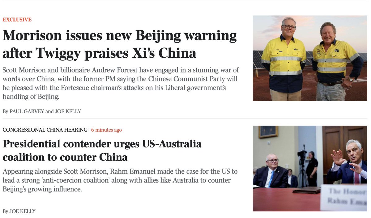 MichaelWestBiz's tweet image. Be good if media disclosed Scomo as a weapons and AUKUS lobbyist.
(maybe even 'former PM and simultaneously Minister for Health, Industry, Home Affairs, Finance & Treasurer')
