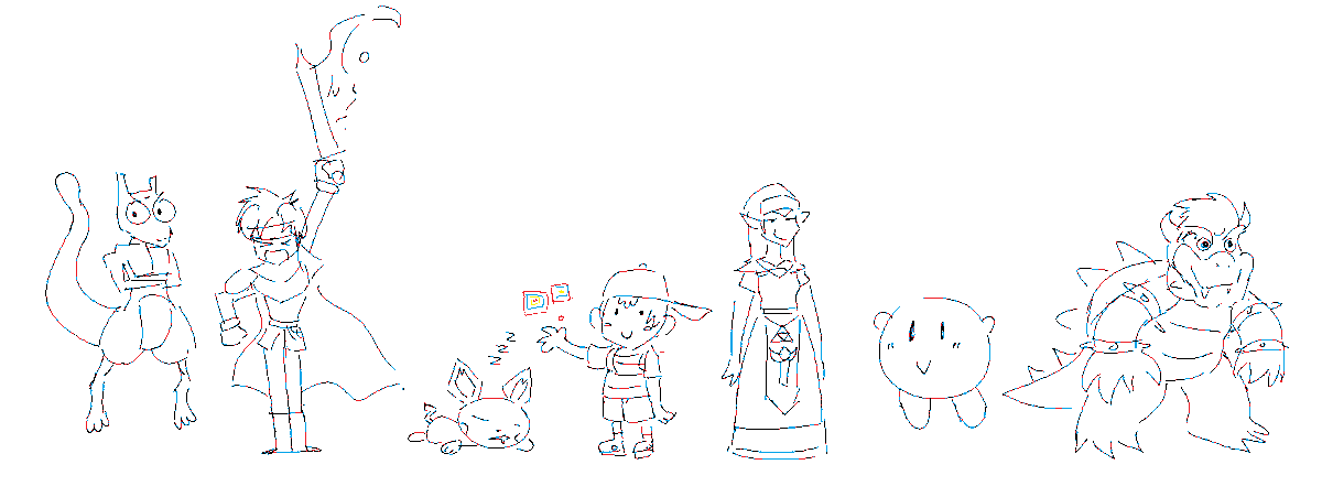 thepartyanimaI's tweet image. the entire melee cast in ms paint. seperated by top mid and low tiers