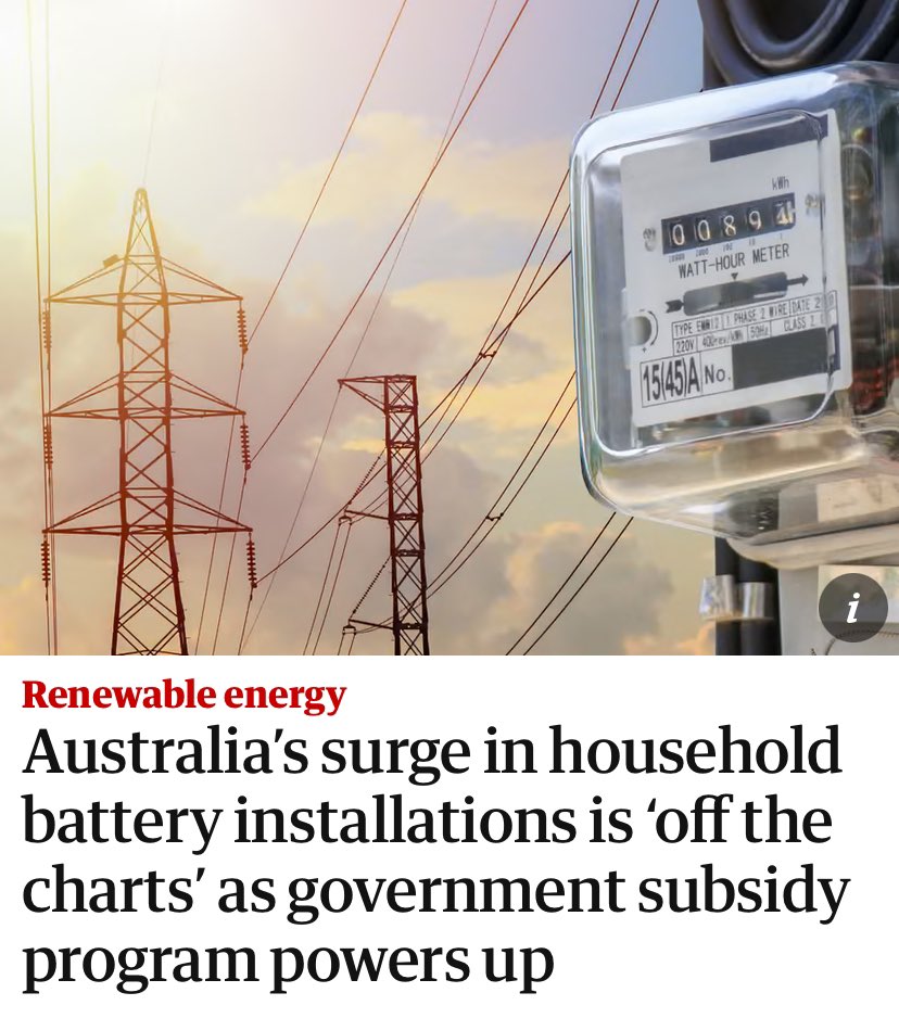 spenderallegra's tweet image. Great to see strong uptake of the Cheaper Home Batteries Program.

Households are hungry for energy upgrades that save money and reduce emissions - we just need the right policies.