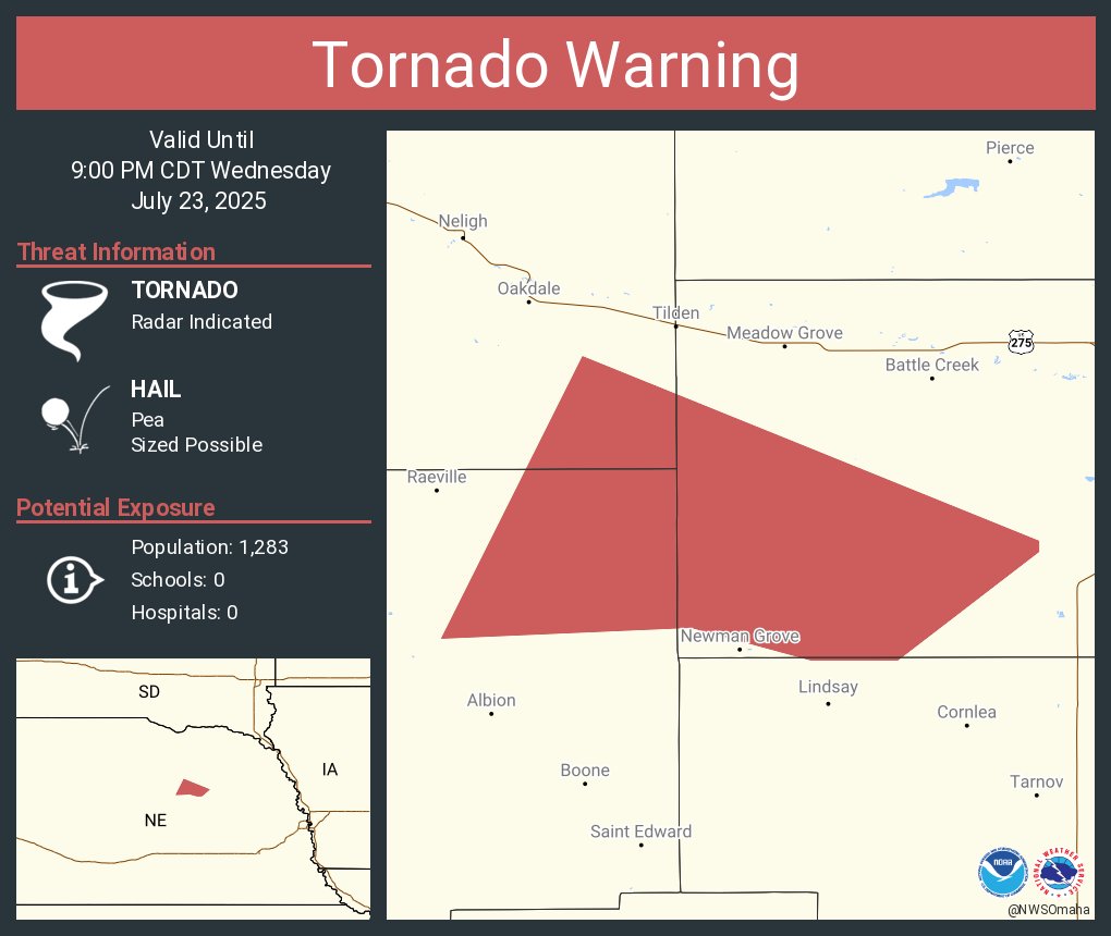NWStornado's tweet image. Tornado Warning continues for Antelope County, NE, Boone County, NE, Madison County, NE, Platte County, NE until 9:00 PM CDT