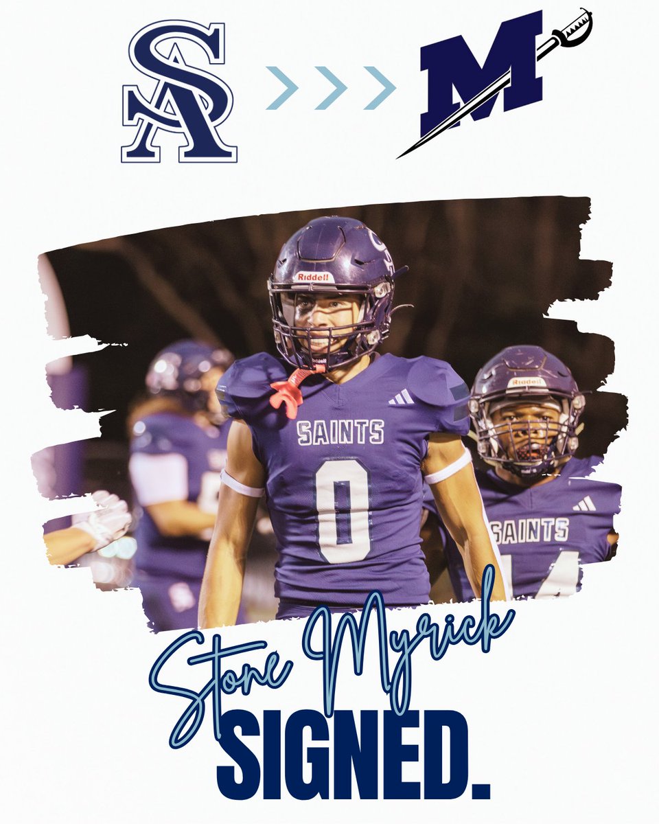 StAndrewsAthletics (@standrewssports) on Twitter photo Congrats to Stone Myrick for continuing his football career at the next level with Millsaps College!
<a href="/GoSaints_FB/">St. Andrew's Football</a> Congrats to Stone Myrick for continuing his football career at the next level with Millsaps College!
<a href="/GoSaints_FB/">St. Andrew's Football</a>
