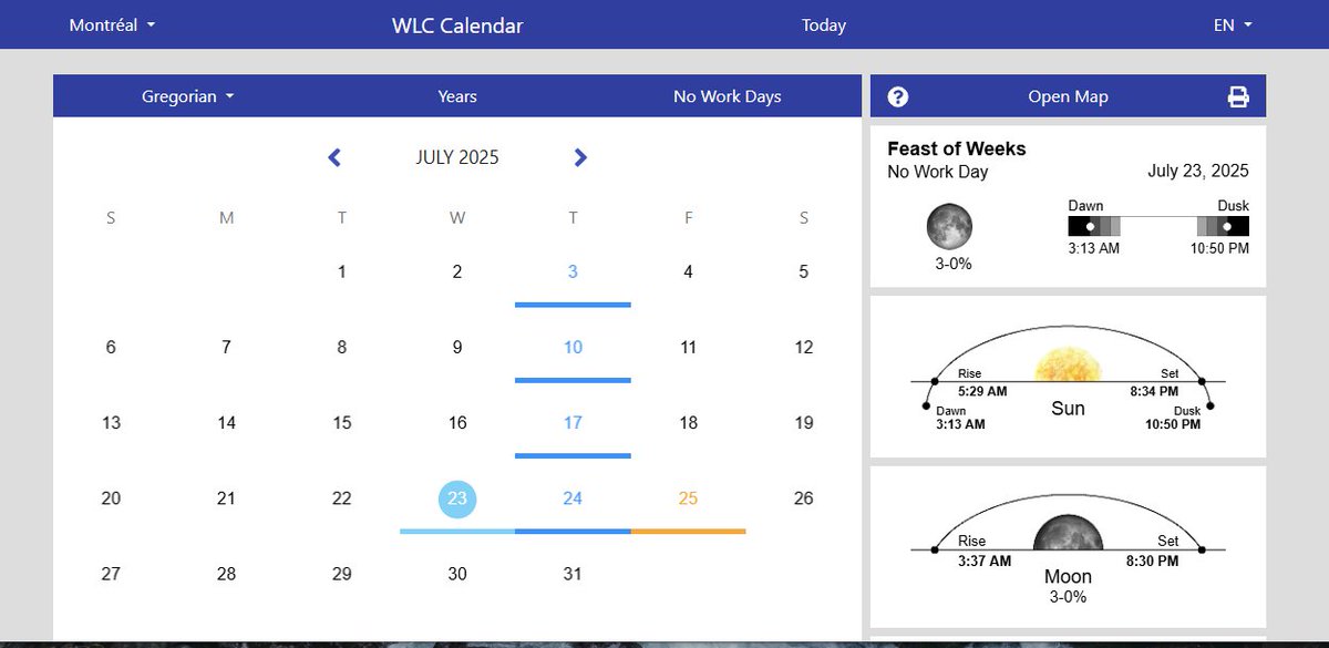 Today was 
The Feast of Weeks (Shavuot or Pentecost)
28th day of the 4th Lunation
July 23rd 2025

Tomorrow 29th day... 
July 24th is Shabbat/Sabbath

After Tomorrow is New Moon day,
1st day of the 5th Lunation