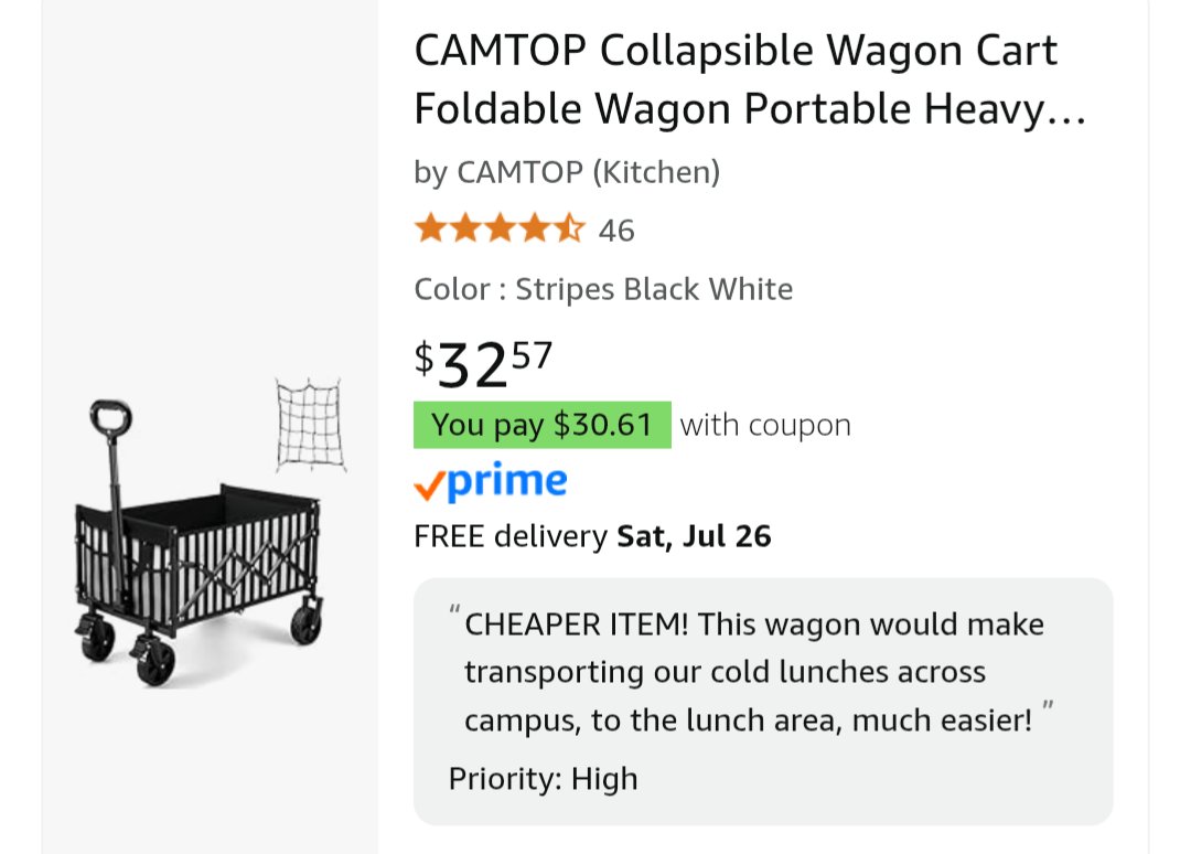 Melissa Kumanski (@melissakumanski) on Twitter photo <a href="/urbangeek87/">Alana, M.Ed</a> I'm a 3rd grade teacher at my #California #Title1 school.
This wagon is our classroom wish for cold lunch transportation & storage! Today, it has a coupon reducing the price to $30.61!
We'd ❤️ your support with a RP or donation of this classroom item! amazon.com/hz/wishlist/ls… <a href="/urbangeek87/">Alana, M.Ed</a> I'm a 3rd grade teacher at my #California #Title1 school.
This wagon is our classroom wish for cold lunch transportation & storage! Today, it has a coupon reducing the price to $30.61!
We'd ❤️ your support with a RP or donation of this classroom item! amazon.com/hz/wishlist/ls…