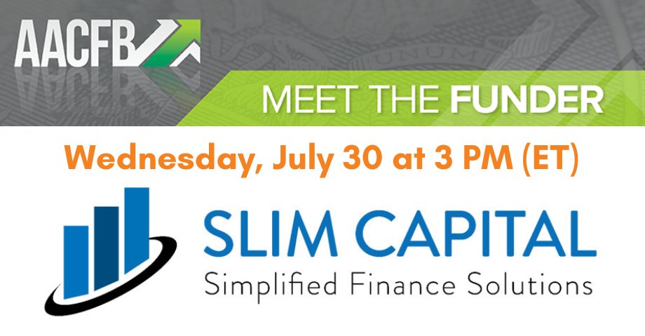 Join us next Wednesday, July 30th as our Meet the Funder series continues and learn about what SLIM Capital has to offer. Register for free! conta.cc/4maAeXp