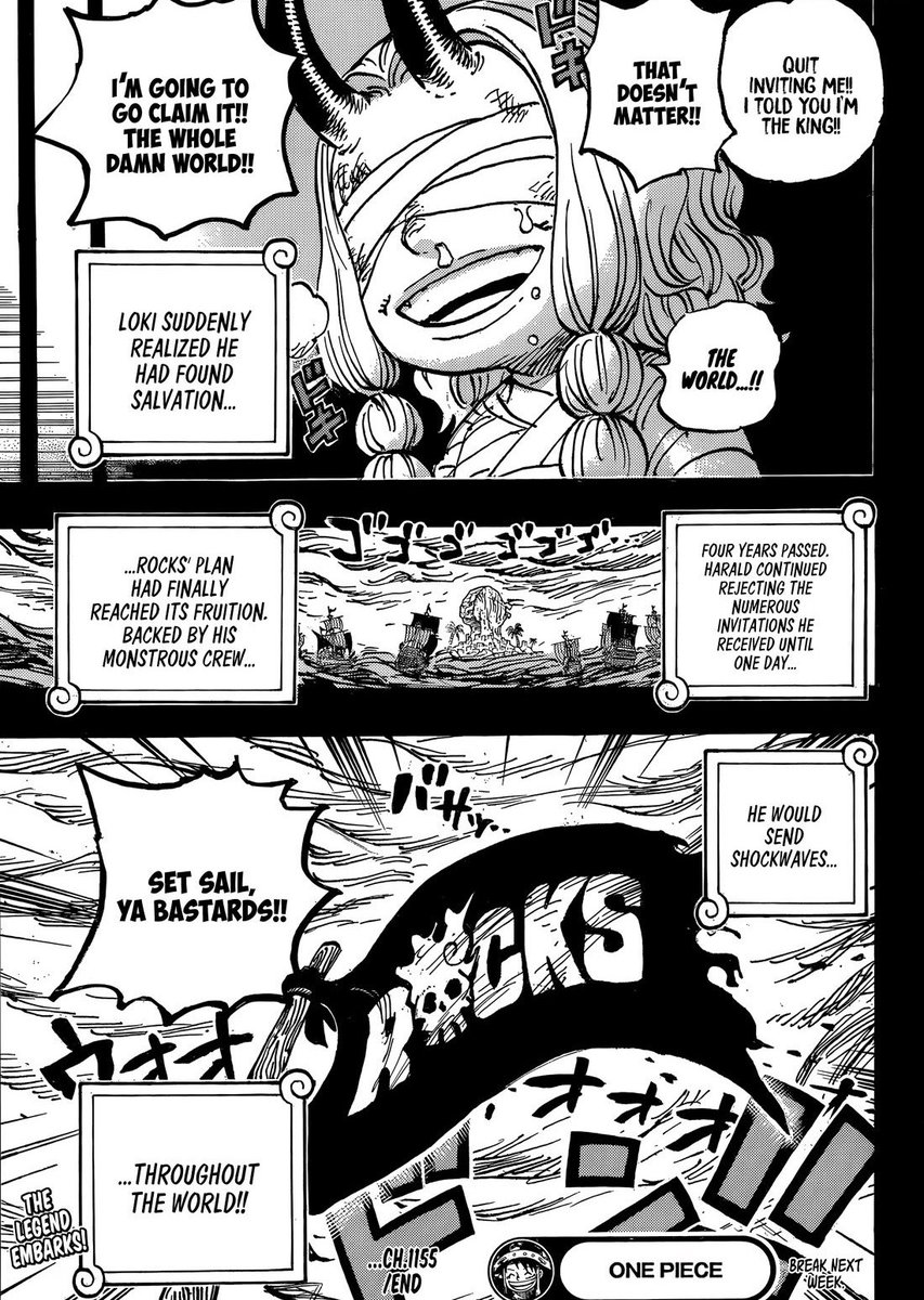 Sol_VT_'s tweet image. #ONEPIECE1155 
#ONEPIECE 
Loki abmiration!? Rocks pirates set sail!!