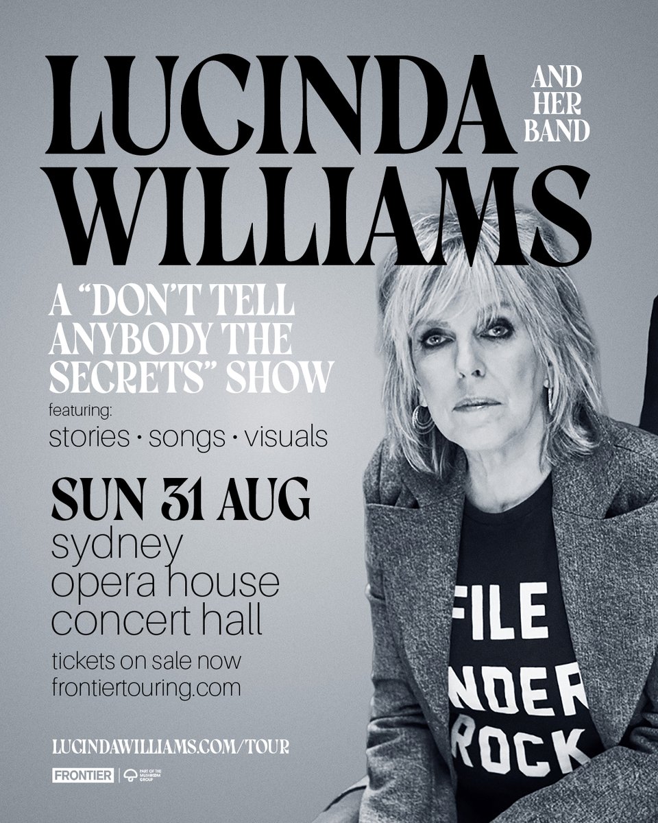 frontiertouring's tweet image. ON SALE NOW 🎸 Get your Lucinda Williams (@HappyWoman9) tickets!
🎫 frontiertouring.com/lucindawilliams