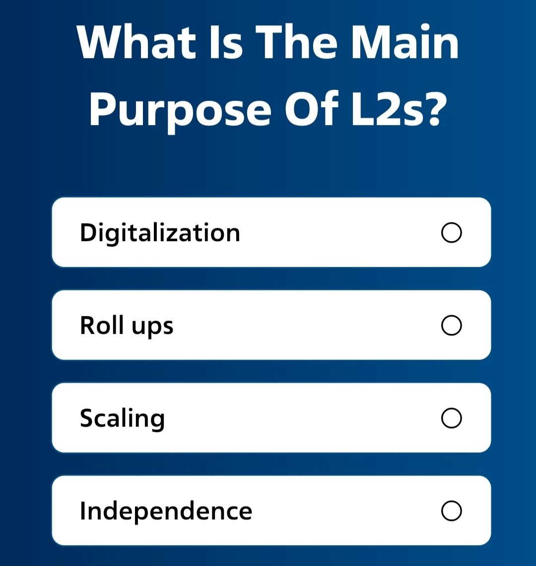 💡 Need a clue on today's quiz?

Layer 2s are off-chain solutions built on top of Layer 1 blockchains like Ethereum. Their primary job is to handle transactions off the main chain while still inheriting Ethereum’s decentralized security.

Learn more: spurprotocol.com/post/why-l2s-m…