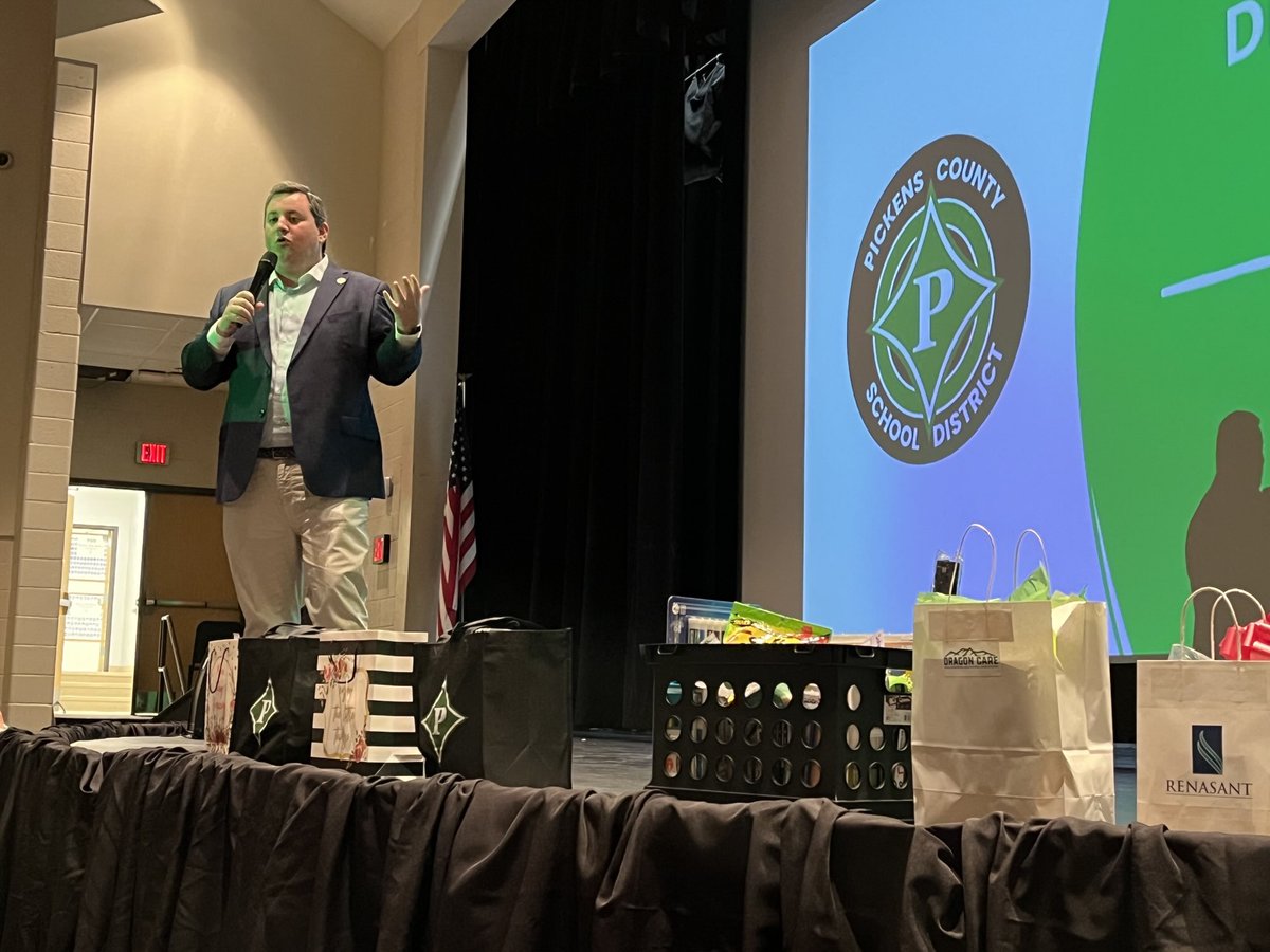 Great atmosphere this morning in Pickens with our Back to School Kickoff to start pre-planning! Appreciate the keynote by Justin Old and the closing by PHS alum Tucker Green! Best way to finish strong is starting strong - this was done today! #DragonNation #StartingStrong