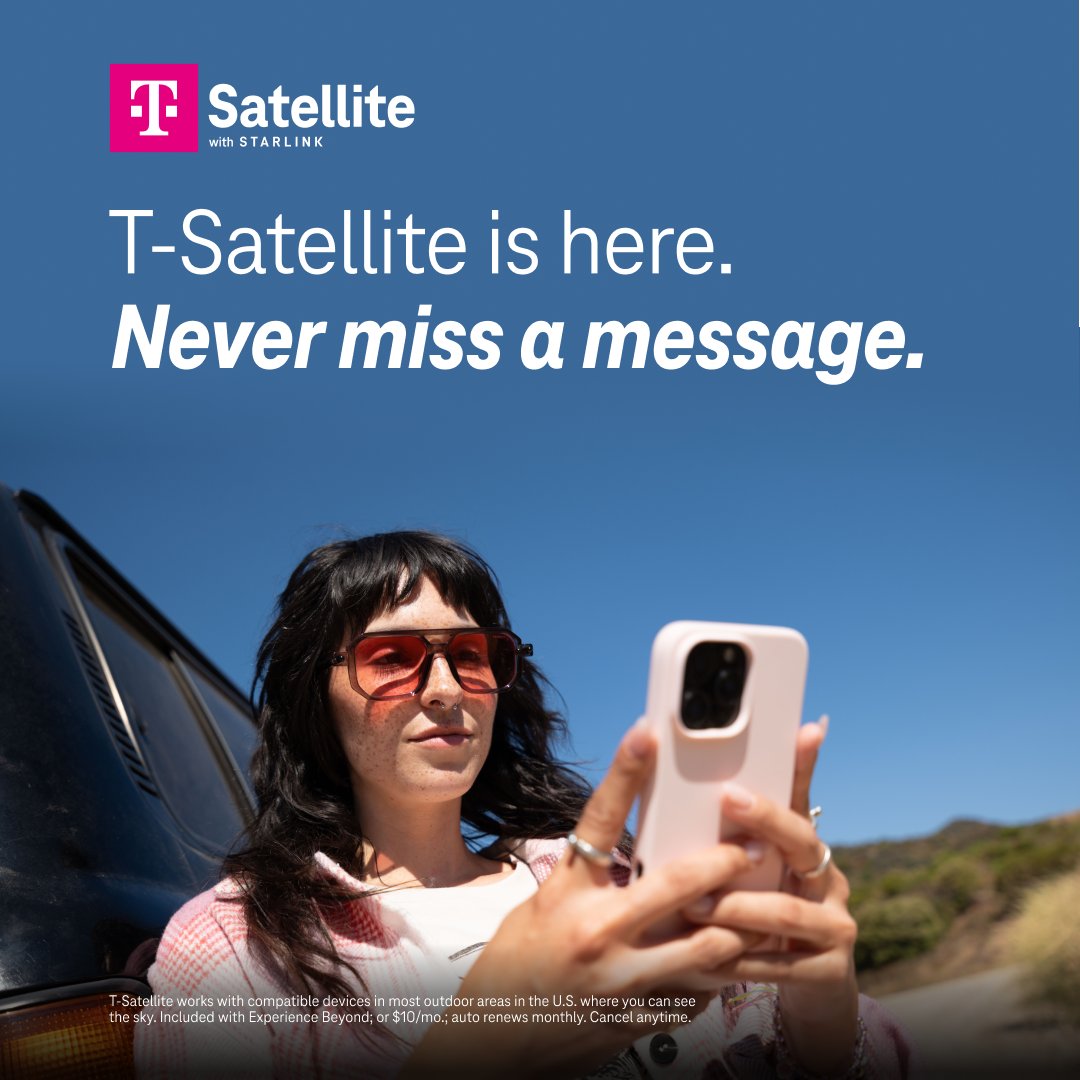 stay connected with the only mobile and satellite network that works automatically with the phone in your pocket @tmobile 🤝 ms.spr.ly/6018s1Oop

#TeamMagenta