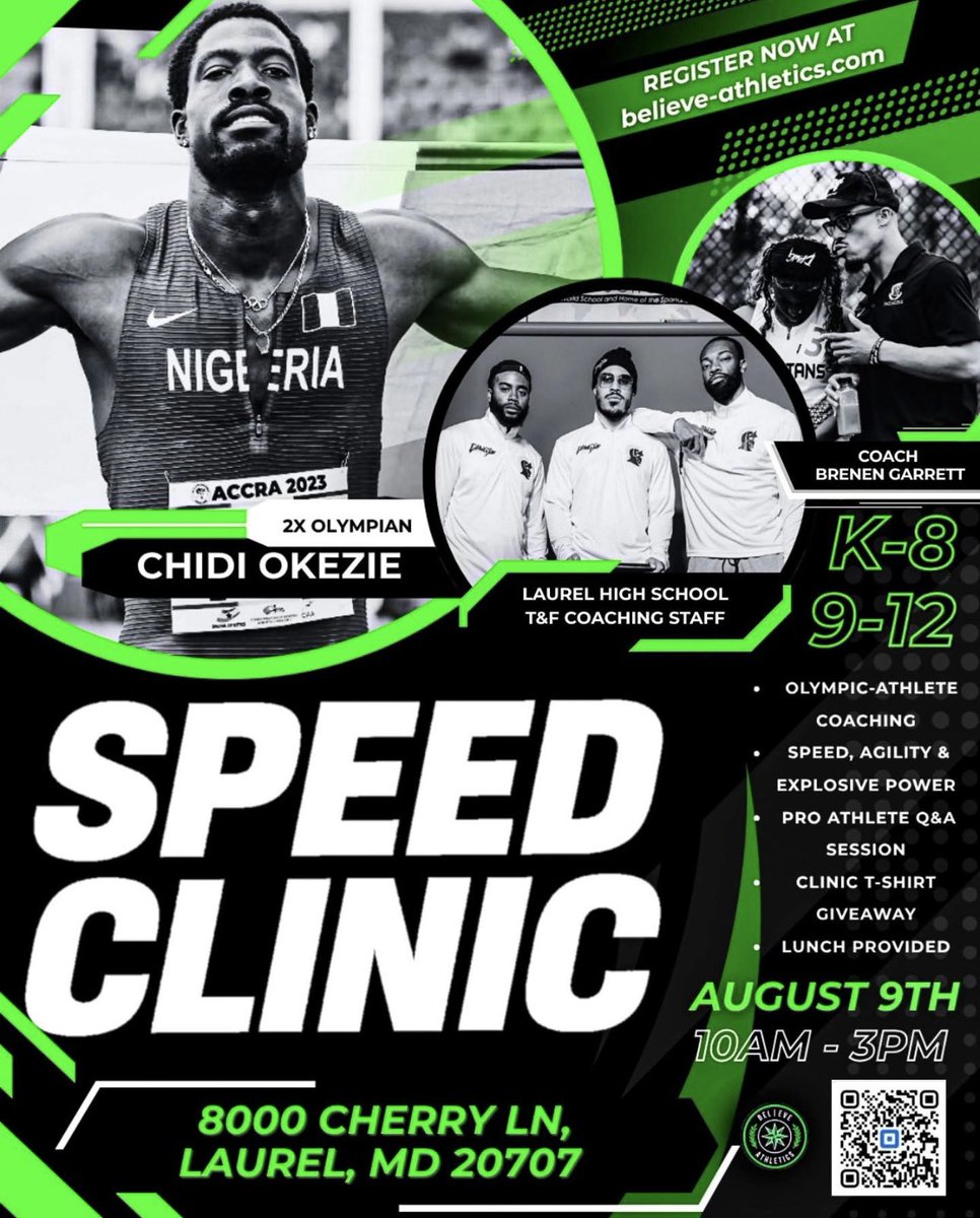 Abraham Lailson (@coach_abe13) on Twitter photo 🚨 Train with 2x Olympian <a href="/Chidi400/">Chidi A. Okezie, OLY</a> & certified elite coaches @ Believe Athletics Speed Clinic🚨🗓️AUGUST 9th!✅Learn pro-level speed, agility & power techniques ✅Get a clinic t-shirt + free lunch
‼️Spots are limited and filling FAST‼️
📲 Register @ believe-athletics.com 🚨 Train with 2x Olympian <a href="/Chidi400/">Chidi A. Okezie, OLY</a> & certified elite coaches @ Believe Athletics Speed Clinic🚨🗓️AUGUST 9th!✅Learn pro-level speed, agility & power techniques ✅Get a clinic t-shirt + free lunch
‼️Spots are limited and filling FAST‼️
📲 Register @ believe-athletics.com