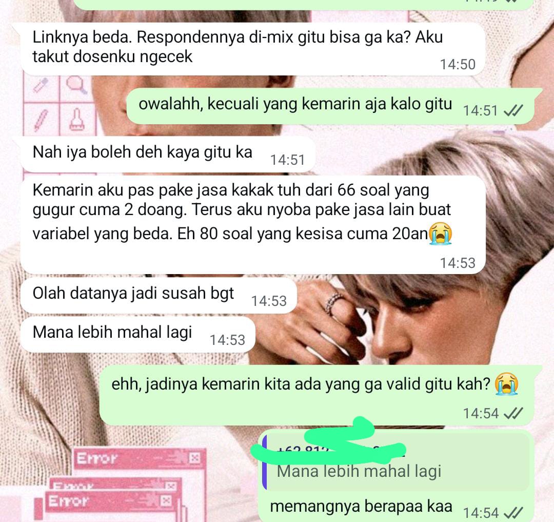 aurelieeaah's tweet image. gak expect banget kakaknya re-order sambil di kasih review, makasih banyakk kakk semoga jasa kami bisa membantu proses kuesioner kaka dan semoga lancar  skripsi nyaa🙌🏻🥰

#zonauang #jokiresponden
