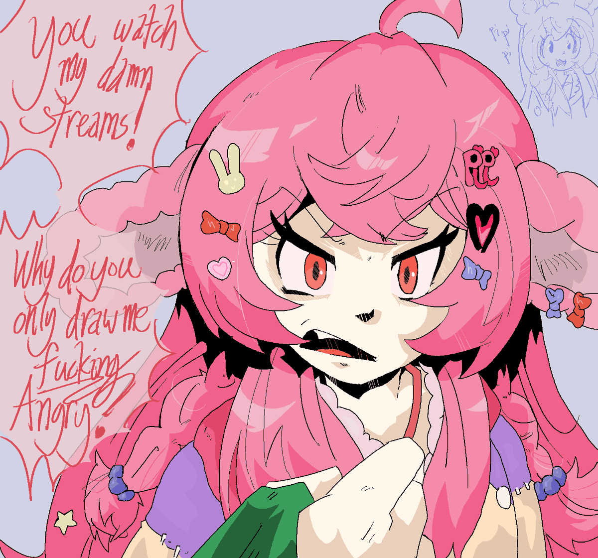 RealCrunchHours's tweet photo. I feel bad for only drawing Pips angry or disgusted all the time, she's super sweet most streams. 

So I did it again. Whoops

#MMOARTPG https://t.co/H1PkPhFxXU