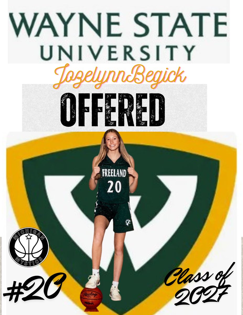 Thanks Coach Andy and Coach Chrissy for an amazing visit today! After a great conversation with Coach Lohr, I'm blessed to receive an offer from <a href="/WSUWarriorsWBB/">Wayne State WBB</a> to continue my academic and athletic career. Thank you for the opportunity! <a href="/MImystics/">Michigan Mystics</a> <a href="/girlsFreelandbb/">Freeland Girls Varsity</a>  <a href="/PGHMichigan/">Prep Girls Hoops Michigan</a>
