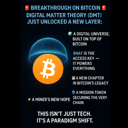 natgmi's tweet image. 🚨 Digital Matter Theory (DMT) has unlocked a new layer of Bitcoin:
🧠 A Digital Universe built on Bitcoin
🔑 $NAT is the access token - it fuels this universe
⚡️ A new chapter for Bitcoin
🛡️ A mission token that secures its very network
💥 A miner’s new hope
This…