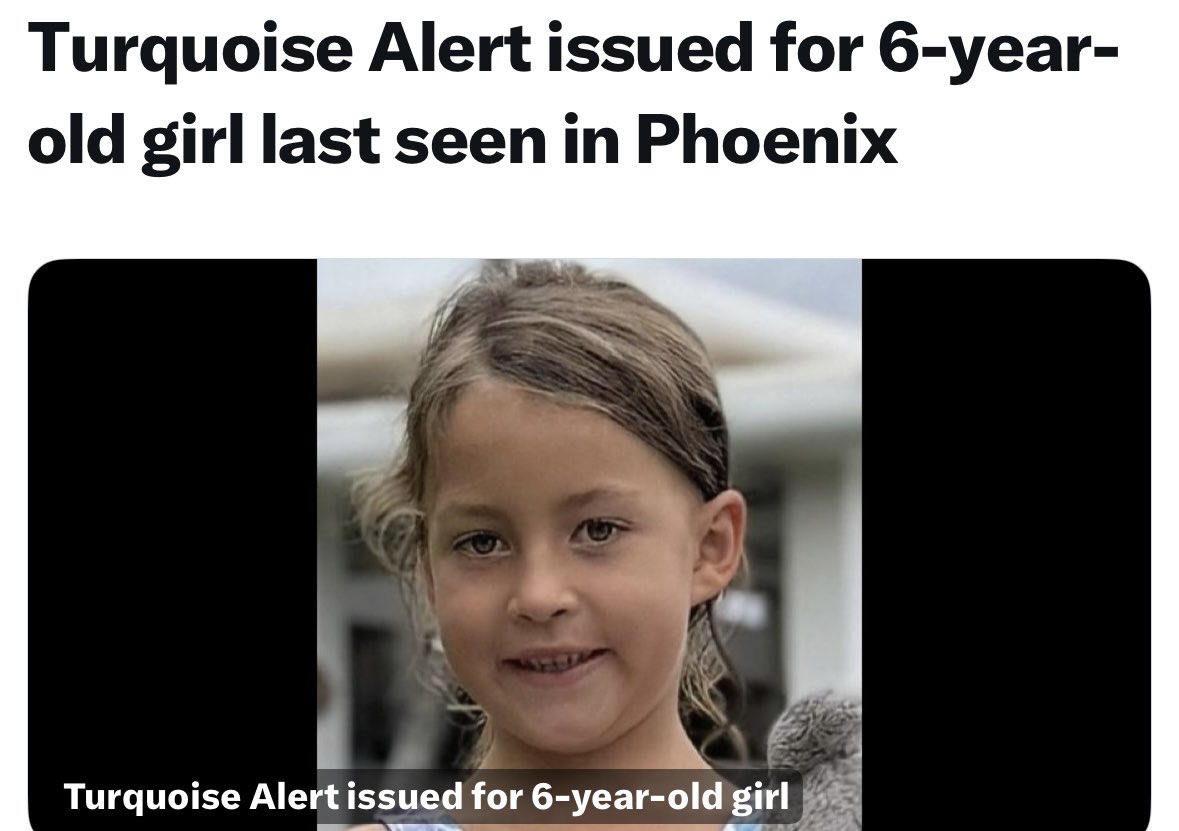 rdavisfox10's tweet image. ⁦@Arizona_DPS⁩ issues first turquoise alert for a missing girl out of Phoenix #fox10phoenix
