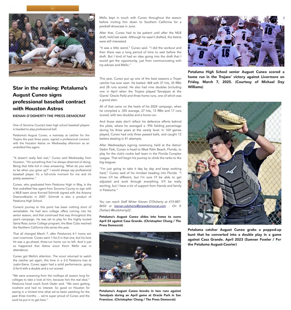 A STAR IN THE MAKING…
PETALUMA BASEBALL TROJAN AUGUST CUNEO SIGNS PROFESSIONAL BASEBALL CONTRACT WITH HOUSTON ASTROS
#waytogoaugust #soproud #foreveratrojan