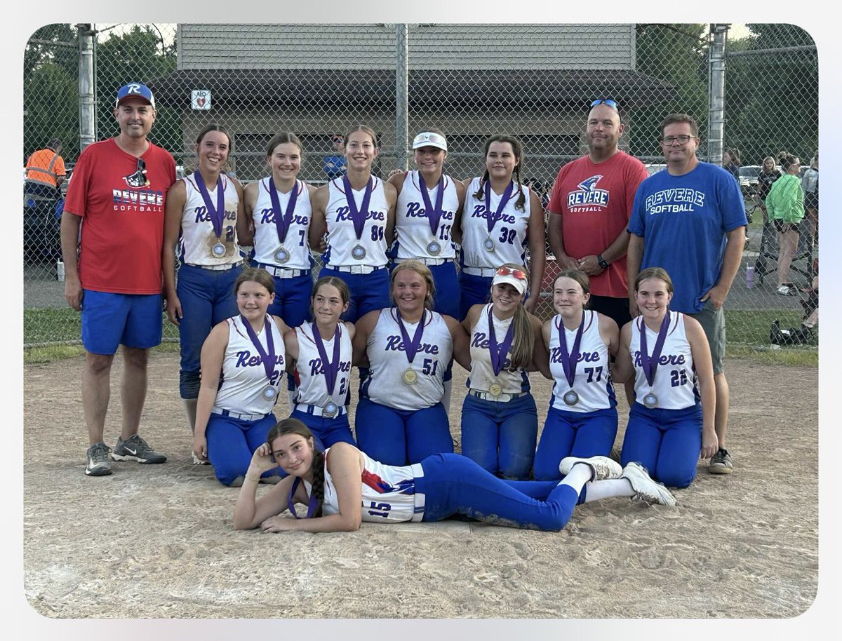 Congratulations to the Revere Travel team on their Championship Win!! Offensive leaders were
Jillian Hodgson going 3/4 w/ 3 SB’s and Sam Warner 3/4 with 2 doubles. Lauren Bir, Mikayla Kuzas, and Audrey Tylicki with 2 hits a piece.  Giada Andreatta earned the win on the mound.