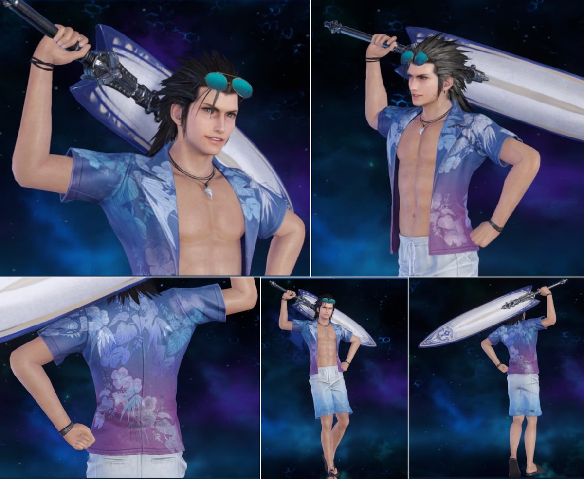 aibo_ac7's tweet image. FF7EC：ザックス新衣装「サーファー海パン」