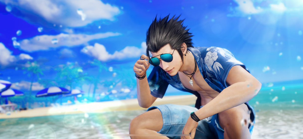 aibo_ac7's tweet image. FF7EC：ザックス新背景「サーファー海パン」