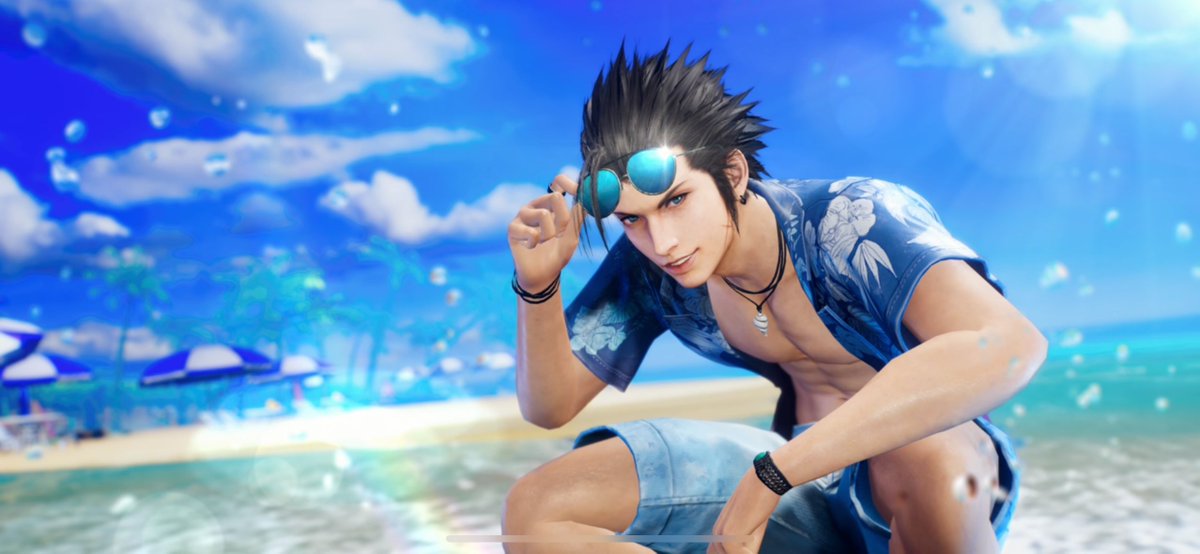 aibo_ac7's tweet image. FF7EC：ザックス新背景「サーファー海パン」