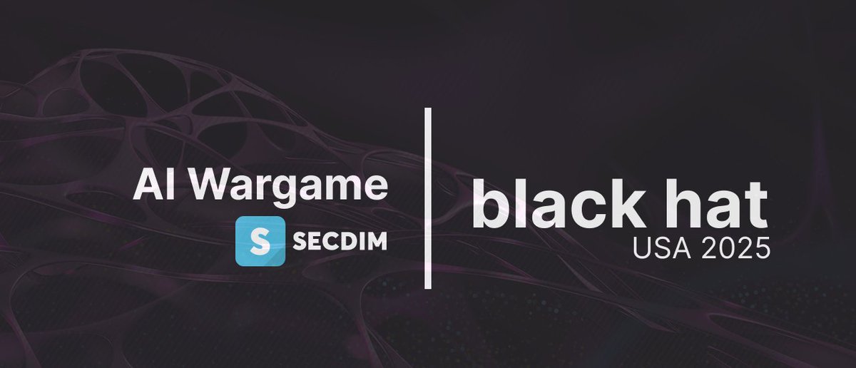 SecDim (@secdim) on Twitter photo We will be hosting an AI Wargame at #blackhat USA 2025 🇺🇸
Join in on the experience of firsthand security weaknesses of GenAI. 
Prizes are sponsored by Black Hat 🎁 
Laptops are provided, only participation is required
👉 secdim.com/news/secdim-ai…
#appsec #ctf #securecoding We will be hosting an AI Wargame at #blackhat USA 2025 🇺🇸
Join in on the experience of firsthand security weaknesses of GenAI. 
Prizes are sponsored by Black Hat 🎁 
Laptops are provided, only participation is required
👉 secdim.com/news/secdim-ai…
#appsec #ctf #securecoding