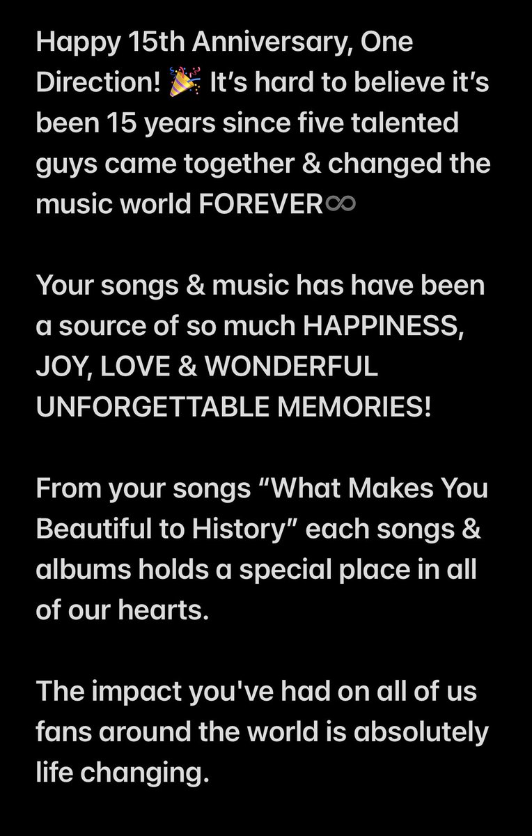 Nialls_Golden's tweet image. Happy 15 amazing years of One Direction!💖

Thank you for the memories Niall, Harry, Louis, Liam &amp;amp; Zayn!🫶🏼

✨#OneDirection15Years✨
✨#OneDirectionAnniversary✨
✨#15YearsOf1D✨
✨#ThankYou1D✨