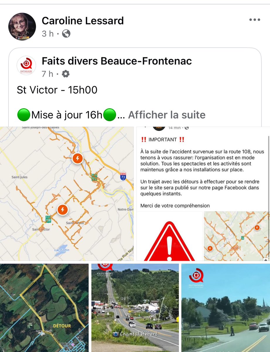 CarolineLessar8's tweet image. Ayoye !!
Plein de poteau d’hydro à St-Victor sont tombés et un truck c’est coincé dans le détour… c’était pas facile de circuler pour ceux qui connaissent pas le coin.
En passant les autos électriques vous attendrez à demain pour vous charger…
La municipalité complète est…