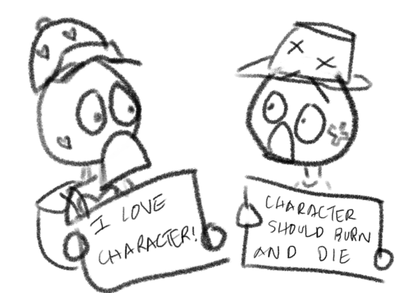 placidpaper's tweet photo. guys does anyone have this drawing with the two oomfs finding out their opposing thoughts on the same character i'm going to go insane https://t.co/Ps7h4RBxbj