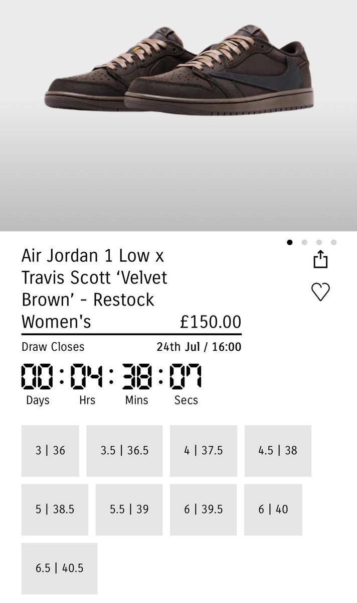 SNKRS_Sunitter's tweet image. 海外抽選🇬🇧
フットパトロール
Travis Scott × Air Jordan 1 Low
DM7866-202 ※下のサイズのみ