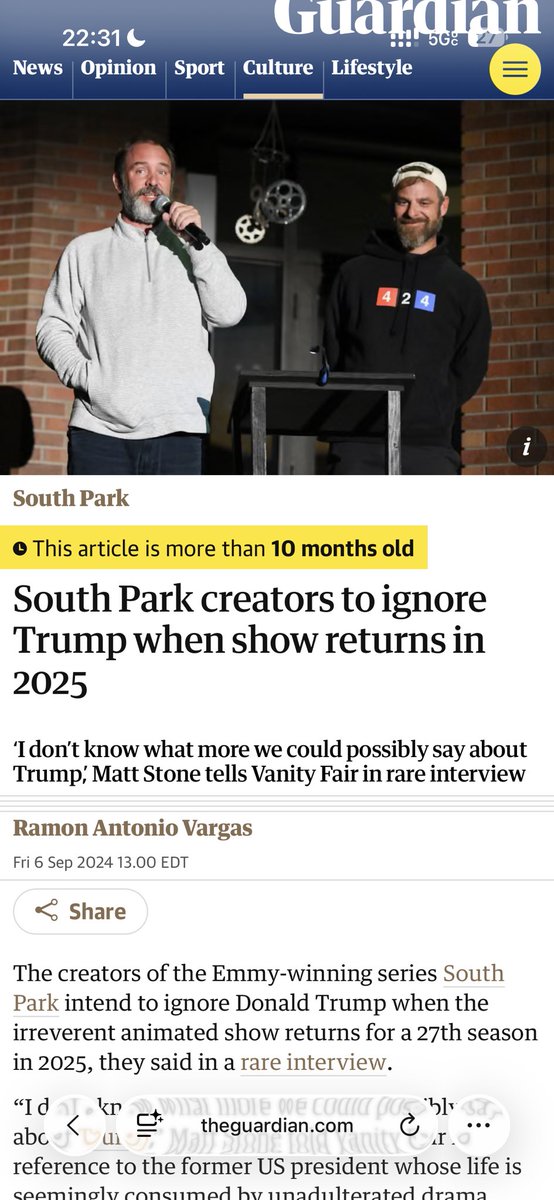 well this aged poorly, in good taste. great fucking episode. trey and matt are legendary. #southpark