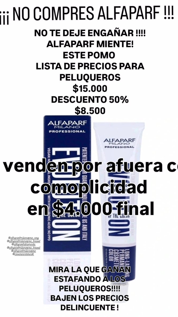 SIN PALABRAS !!! ASI ESTAFAN Y NO PODEMOS BAJAR LOS PRECIOS ! <a href="/ALFAPARF/">ALFAPARF MILANO</a> <a href="/AlfaparfMilanoE/">Alfaparf Milano Esp</a> <a href="/AlfaparfUSA/">Alfaparf Milano</a> <a href="/alfaparfmexico/">ALFAPARF MILANO MEX</a> <a href="/AlfaparfChile/">AlfaparfChile </a> <a href="/AlfaParfRp/">Alfa Parf Cosmeticos</a> <a href="/Alfaparf_GT/">Alfaparf Guatemala</a> <a href="/alfaparf_Brasil/">Alfaparf Milano BR</a> <a href="/AlfaparfRD/">AlfaparfRD</a>