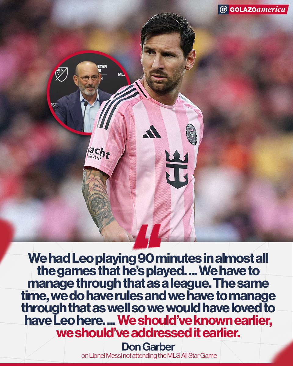 GolazoAmerica's tweet image. MLS Commissioner Don Garber addressed the absence of Lionel Messi from the MLS All Star Game during the press conference before the match 👀