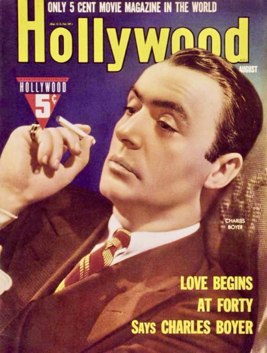 baileymarkham's tweet image. GM! Suave Charles Boyer on the cover of HOLLYWOOD magazine, August 1940. #classicstars #vintagemagazines