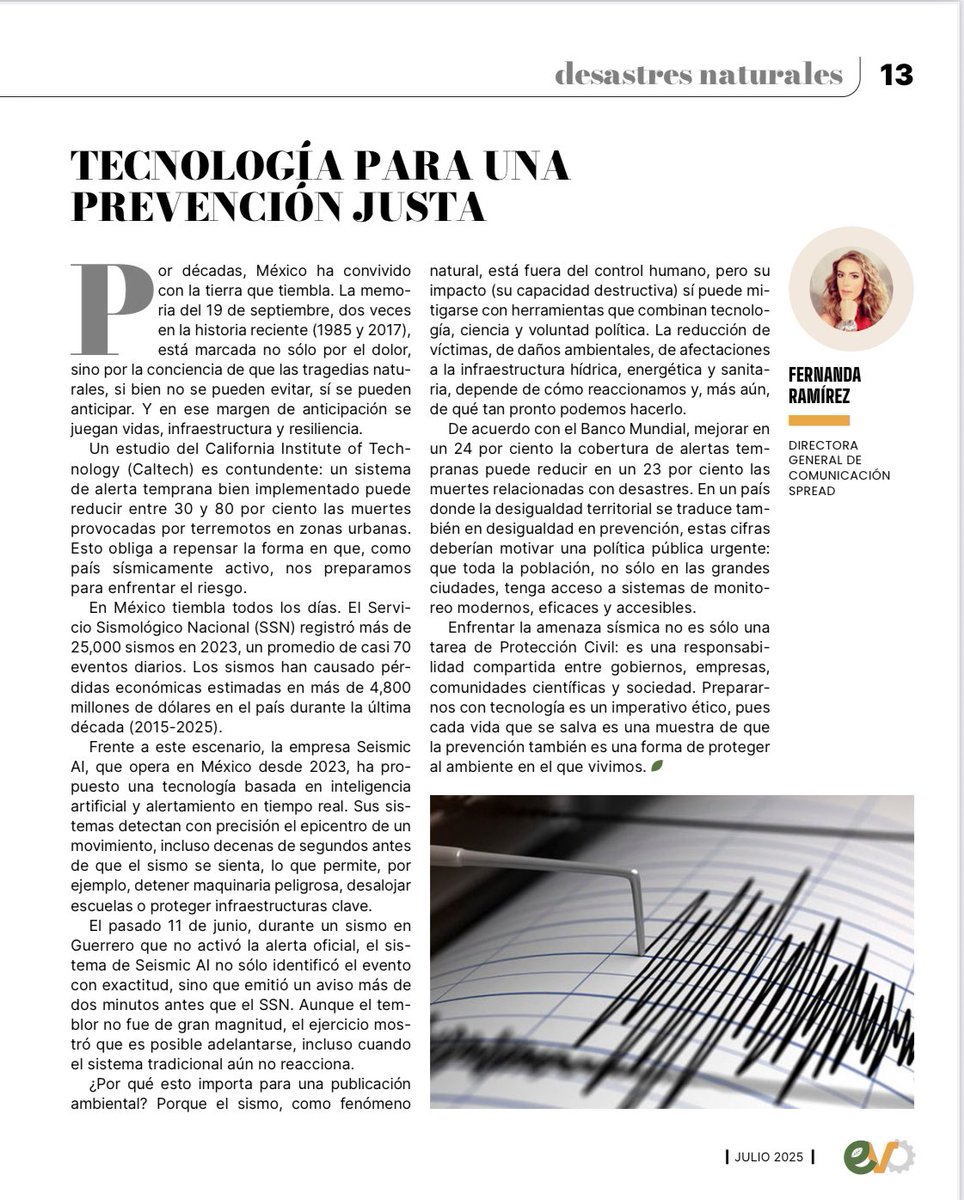 FernandaSpread's tweet photo. La empresa SeismicAI, ha propuesto una tecnología basada en inteligencia artificial y alertamiento en tiempo real. Sus sistemas detectan con precisión el epicentro de un movimiento, incluso decenas de segundos antes de que el sismo se sienta.
  #sismos https://t.co/ls6dbrsQYt