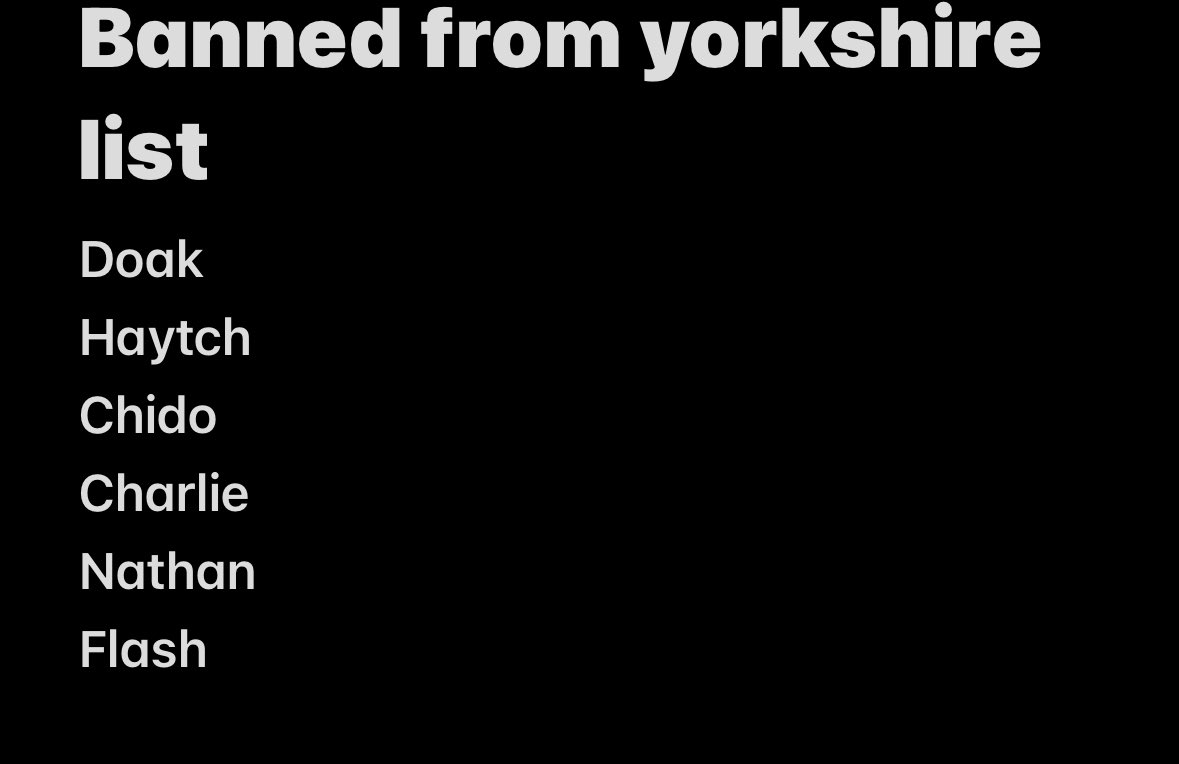 Yorkshire FT (@yorkshireftfc) on Twitter photo Part 1 of your Banned from Yorkshire gang
• <a href="/BenDoakEra/">𝐑🏴(𝐟𝐚𝐧)</a>
• <a href="/lfchaytch/">H🥷メ𝟶</a>
• <a href="/ChidoEra/">ChidoEra🇩🇰⚡️</a>
• <a href="/ChxrlieUTD/">Charlie</a>
• <a href="/LFC_Nath2/">Nathan</a>
• <a href="/RMCF_Flash/">𝑭𝒍𝒂𝒔𝒉</a> Part 1 of your Banned from Yorkshire gang
• <a href="/BenDoakEra/">𝐑🏴(𝐟𝐚𝐧)</a>
• <a href="/lfchaytch/">H🥷メ𝟶</a>
• <a href="/ChidoEra/">ChidoEra🇩🇰⚡️</a>
• <a href="/ChxrlieUTD/">Charlie</a>
• <a href="/LFC_Nath2/">Nathan</a>
• <a href="/RMCF_Flash/">𝑭𝒍𝒂𝒔𝒉</a>